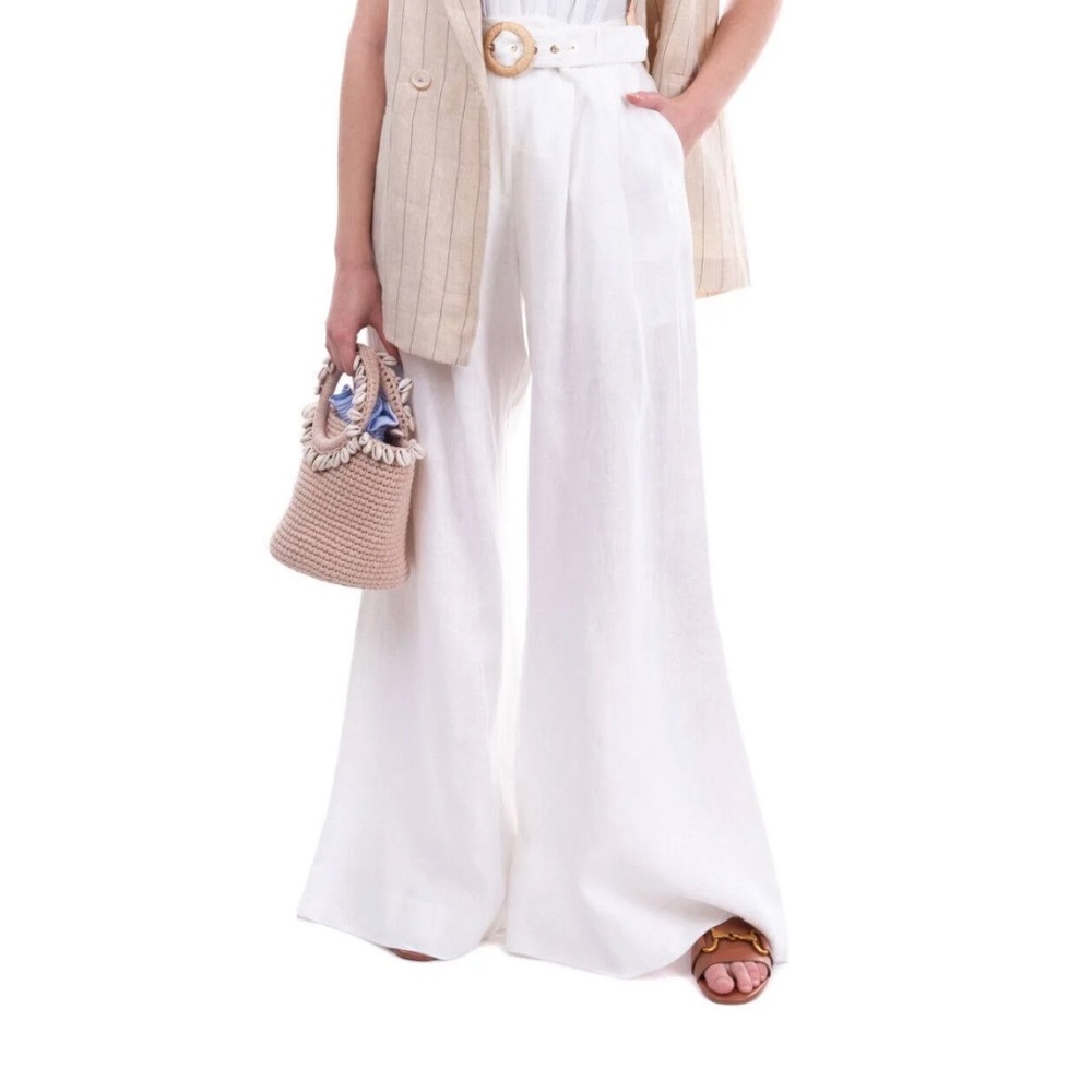 NWT Zimmermann Linen Honour Slouch Pants in Ivory